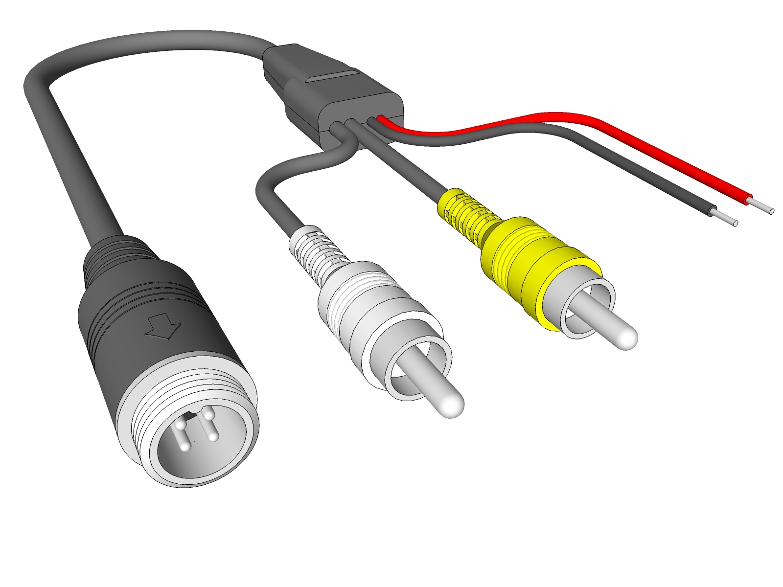 Adapter 4-Pin Aviation Stecker - Cinch Stecker + Strom